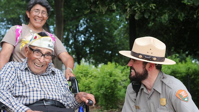 Ranger talking to a World War II veteran